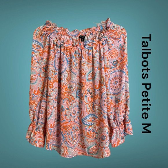 Talbots Tops - Talbots PM Paisley Long Sleeve Elastic Top Blouse Top *1041​